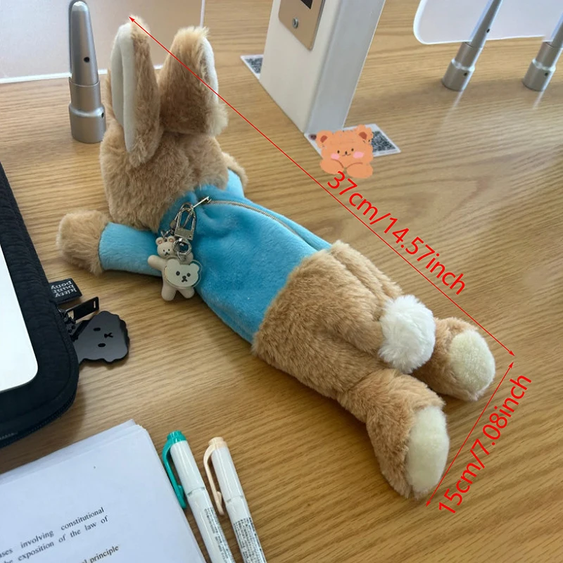 Cute Plush Rabbit Pencil Case Student Stationery School Supplies Kawaii Doll Back To School Storage Bag Pen Bag Stationery 1pc