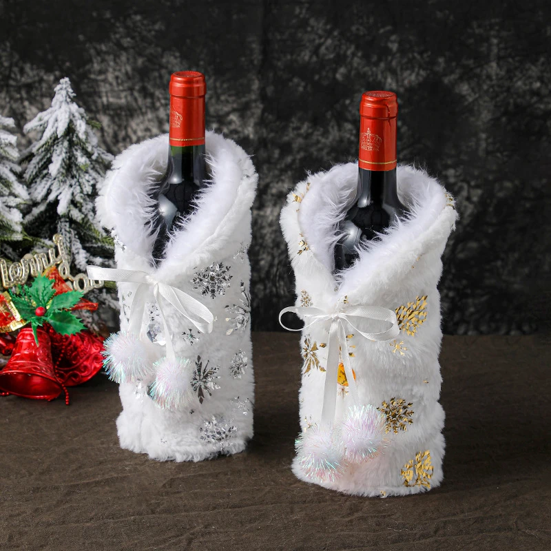 Women's Christmas Decoration Latest Wine Bottle Cover Restaurant Decoration Champagne Wine Bag Scene Decoration Snow Wine Cover