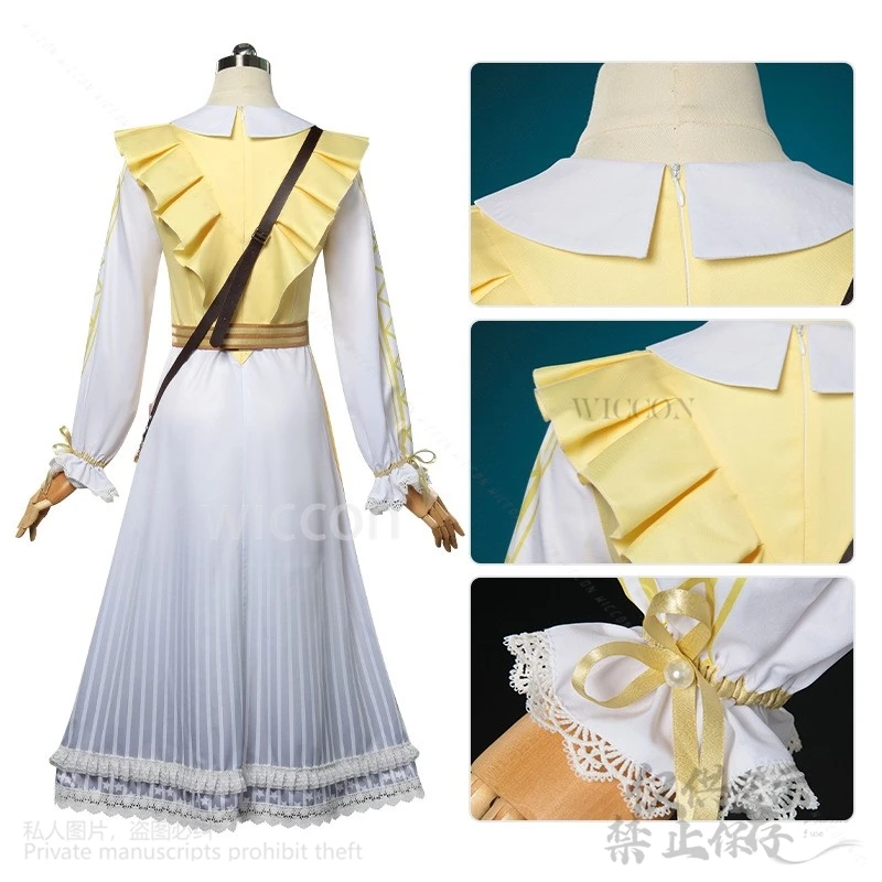 Anime Game Identity V Cosplay Anne Lester Toy Merchant Costume Shimmer Wig Yellow Dress Lolita Girls Halloween Suit Customized