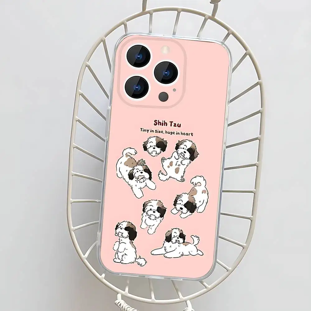 Casing Ponsel Anjing Shih Tzu untuk iPhone 17,16,15,14,13,12,11 Pro,Max,Plus,X,XS,XR,SE4,E Mini Transparan Lembut