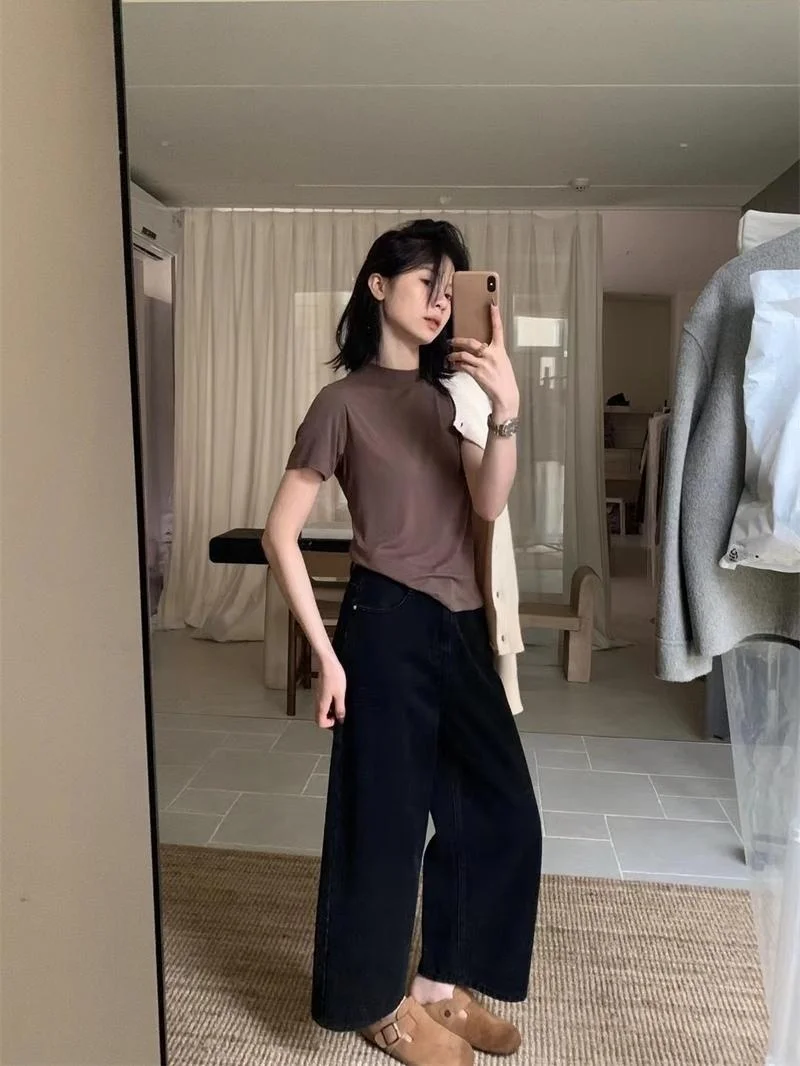 تي شيرت أبيض غير رسمي ort Sve للسيدات بياقة عالية METWO 2062 أوائل الخريف جديد Sle تخفيف Sle فضفاض مناسب للسيدات