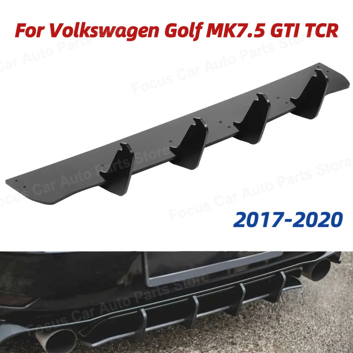 

For Volkswagen Golf MK7.5 GTI TCR 2017-2020 Maxton Style Rear Bumper Diffuser Valance Gloss Black Blade Spoiler Rear Surround