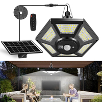 Solar Pendant Lights Outdoor Indoor with Remote 180LED Solar Shed Light Motion Sensor 5 Lighting Modes for Garage Patio Barn