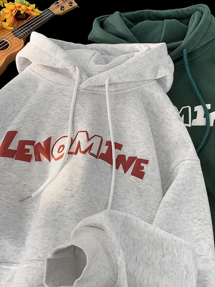 

Retro American Letter Print Hoodie Men's Spring Autumn Oversize Loose Fit Casual Chic Outerwear Comfortable Lazy Sle Street...