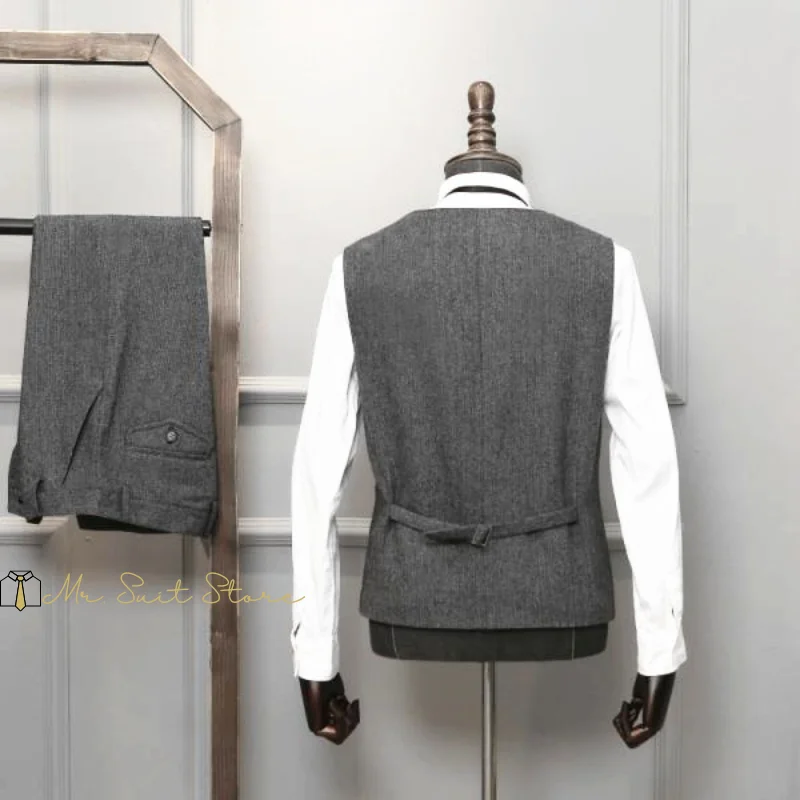 بدلة رجالية سفاري سترة البدلة 3 قطعة مجموعة واحدة الصدر متعرجة الأعمال عادية سليم صالح دعوى الزفاف بريطانيا نمط جديد