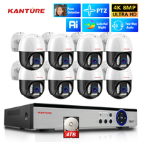 XMEYE 4K PTZ Security Camera System 8MP Ai Face Detect Two Way Audio Waterproof Colorfull Night Vision Camera 8CH POE NVR Kit