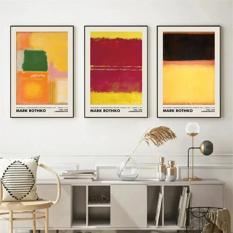 Canvas Painting Mark Rothko Posters Red Yellow Abstract Art Exhibition Prints Vintage Museum Wall Picture for Room Decor
