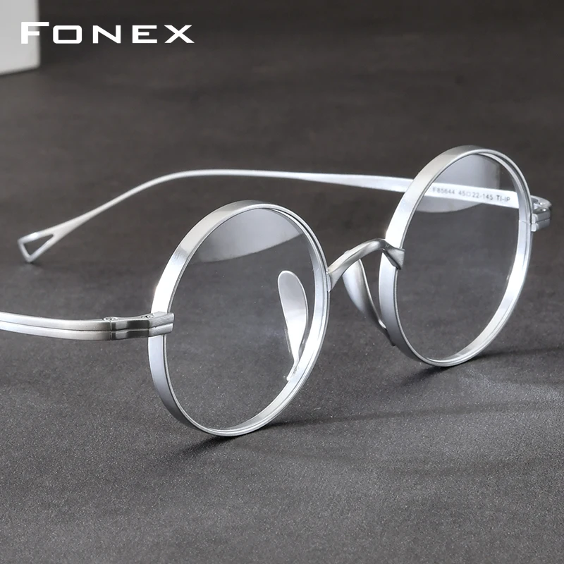 FONEX Pure Titanium Eyeglasses Frame Men New Retro Brand Design Round Glasses Women Vintage Japanese High Quality Eyewear 85644