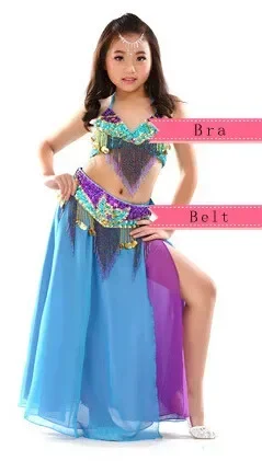 High Quality New Belly Dance Costume Clothes Wear Kids Dance Child Bellydance Children Indian Dance 2pcs-3pcs Bra&Belt&Skirt