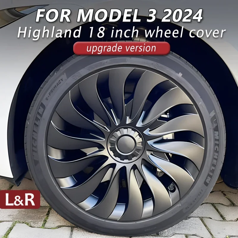 4PCS HubCap 18 Inch for New Tesla Model 3 2024 Highland Performance Replacement Wheel Cap Automobile Full Rim Cover  Accessories