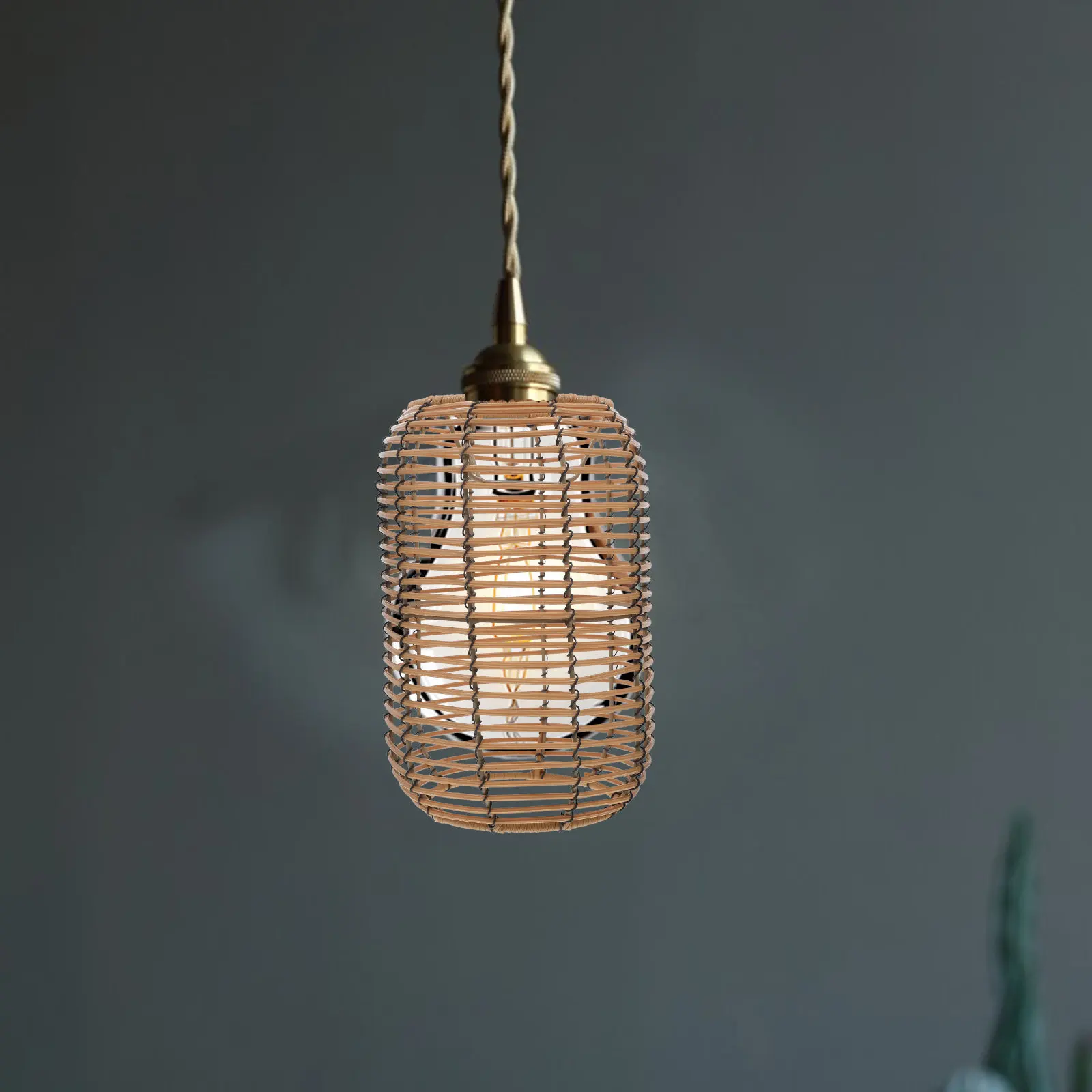 

Artificial Rattan Woven Hanging Lamp Shade for Home Restaurant Hotel Living Room Bedroom Decorative Ceiling Light Cover Modern