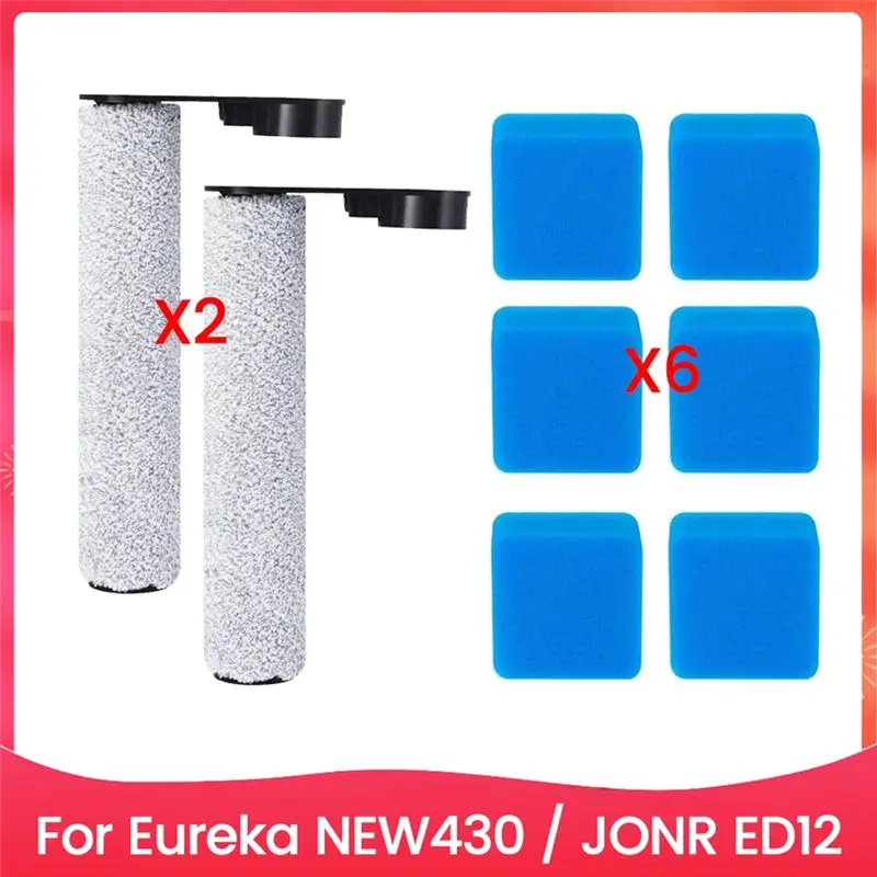 A91T 8PCS Main Brush And Sponge Set Replace For Eureka NEW430/JONR ED12 Floor Scrubber Replacement Parts Main Brush Sponge