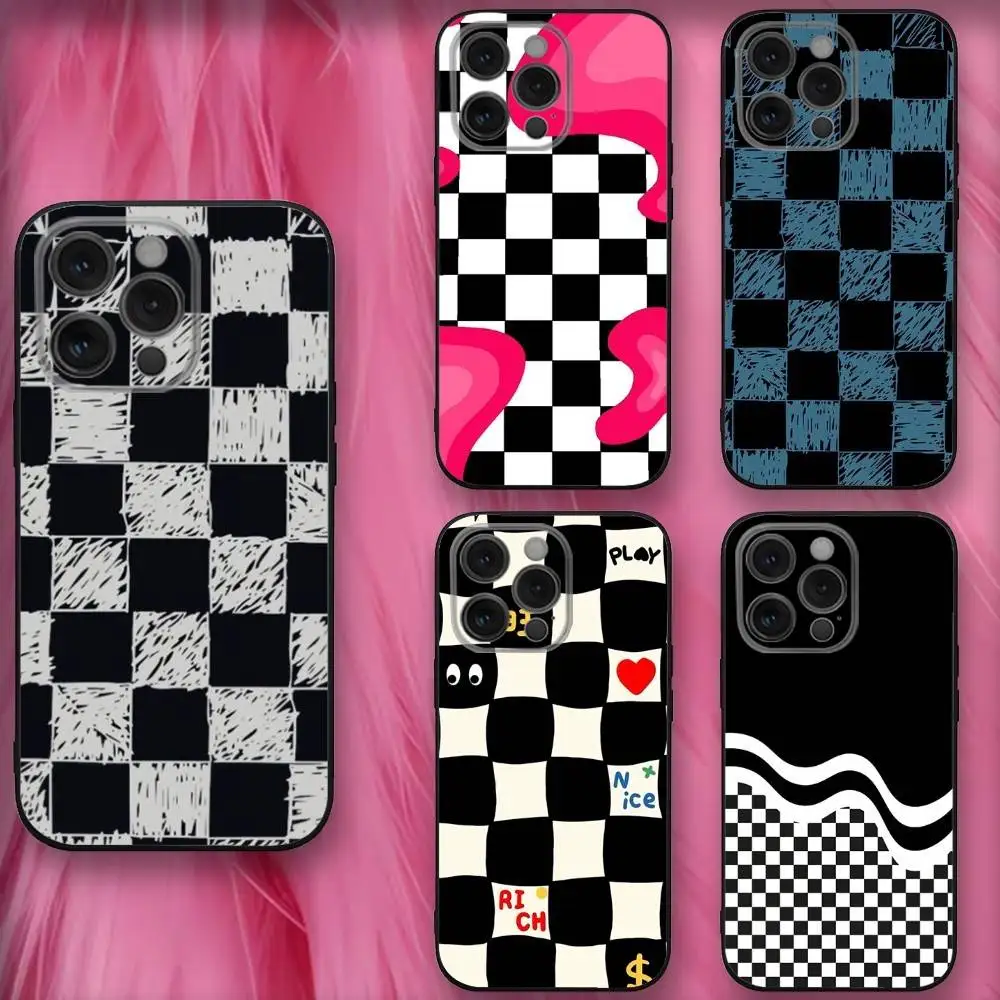 

Art Checkerboard Phone Case For iPhone 16,se4,15,14,13,12,11,Pro,X,XS,Max,XR,Plus,Mini Soft Black Cover