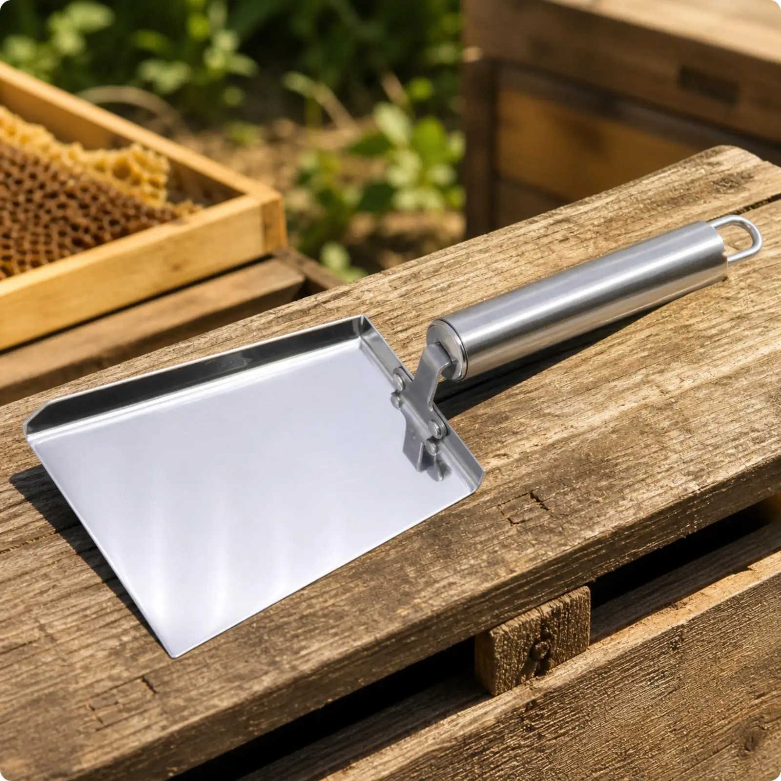 Beehive Cleaning Scoop Broad Blade Stainless Steel Beehive Scoop Beehive Cleaning Tool with Hanging Loop Rust-Resistant