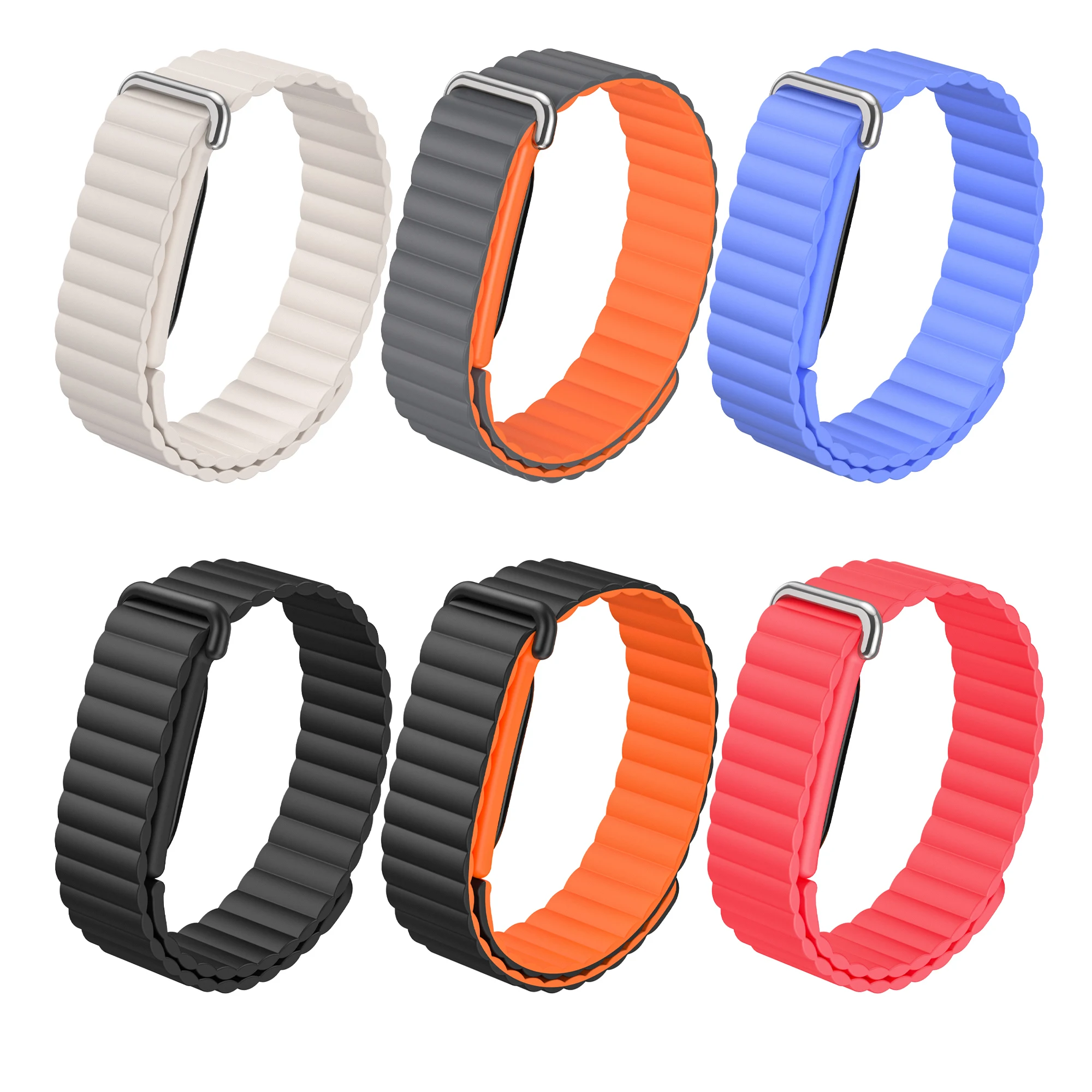 Magnetisches Weiches Silikon-Uhrenarmband für Fitbit Air Classic Geripptes Sportarmband Ersatz-Armband mit Zinklegierung-Schnalle TPU-Armband – Detail 1