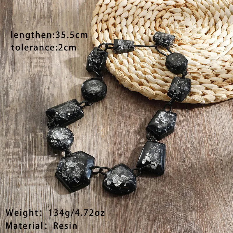 New Trendy Black Beaded Chain Necklace For Women Punk Hiphop Rock Cool Necklace Gothic For Girls Big Party Resin Accessories