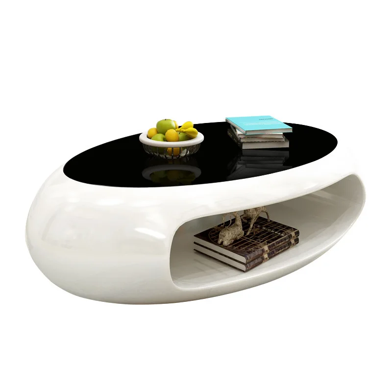 

Nordic simple living room marble coffee table TV cabinet combination creative home anti-collision special-shaped fiberglass tea