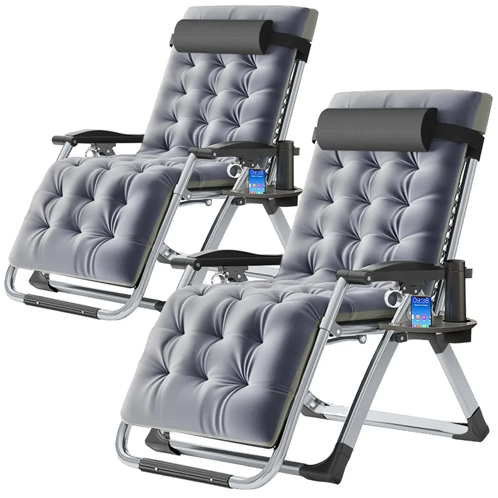 

2 Pack Zero Gravity Chair, Outdoor Lounge Chairs Sun Loungers with Removable Cushion,Headrest,Cup Holder,Reclining, Customized