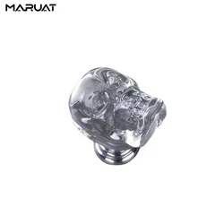 Skull Design Crystal Glass Knobs Cupboard Drawer Pull Kitchen Cabinet Door Wardrobe Handles Hardware American Trend Pulls