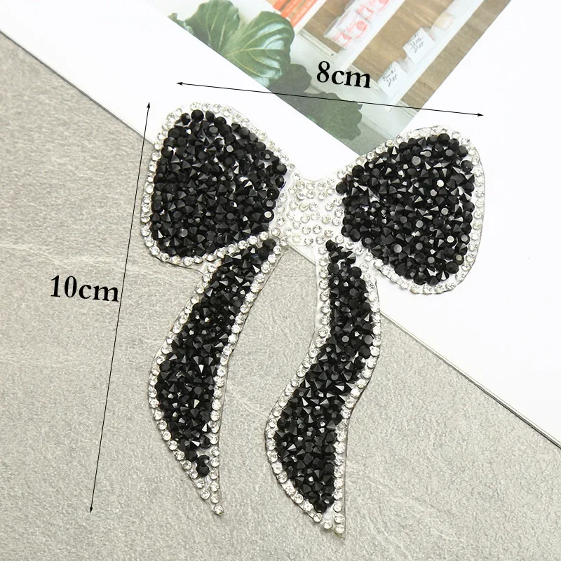 1pcs Beauty Bows Patch Hot Fix Rhinestone Silver Gold Crystal Iron On Patches For Women Baby Clothes Bag Applique Diy Stickers