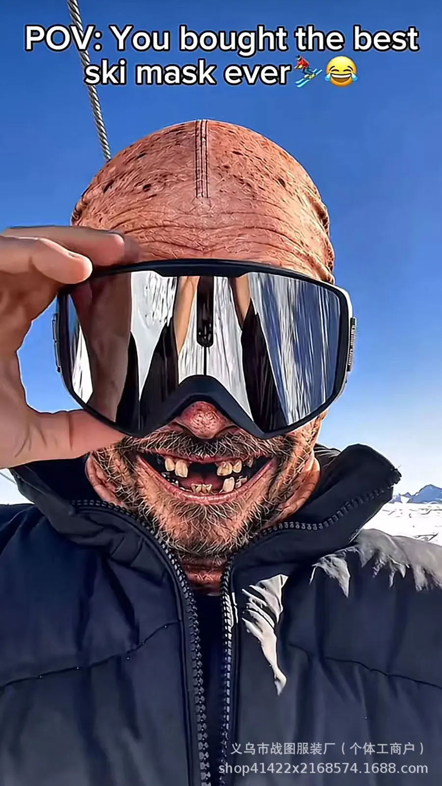 Old Man Ski Mask Funny Realistic Face Balaclava 3D Printed Full Face Winter With Neck Coverage