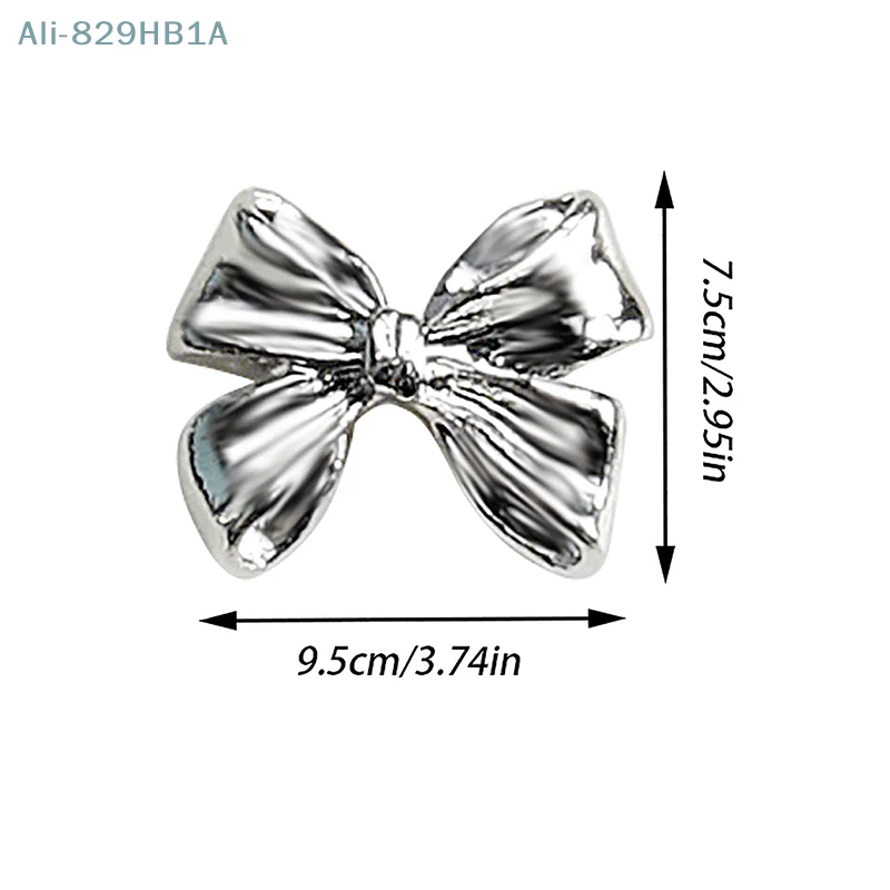 Metal Bowknot 3D Encantos das unhas, liga prateada Acessórios, Manicure Rhinestone, Jóias Diamante, Nail Art Salon Decorações, 10pcs