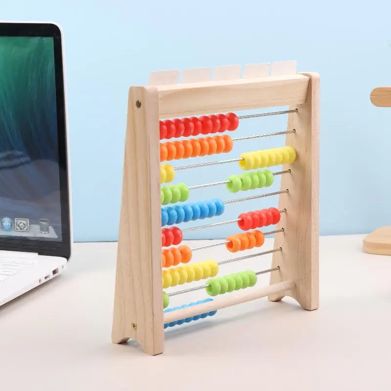 Houten voorschoolse wiskunde-educatief speelgoed met 100 kralen, alfabetkaarten, telstokken en 10 rij cijfers