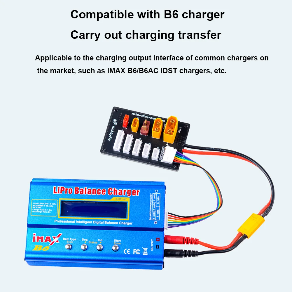 XT30 XT60 XT90 JST T Connector Lipo Battery Charger Board 2-6S Charging Board for Imax B6 B6AC IDST Q6 Lite Balance Charger