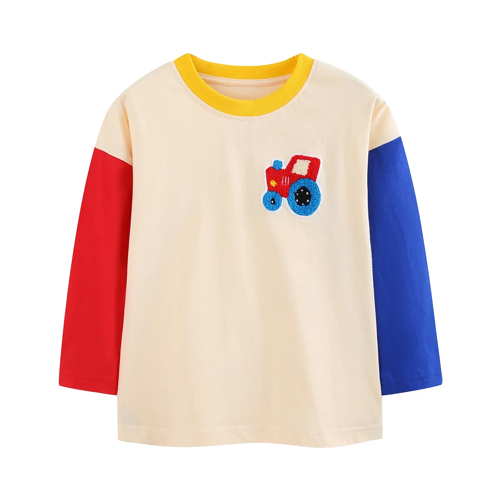Jumping Meters New Arrival Cars Embroidery 2-7T Children's Long Sleeve Tshirt For Autumn Winter Boys Clothes Toddler Tops Shirts