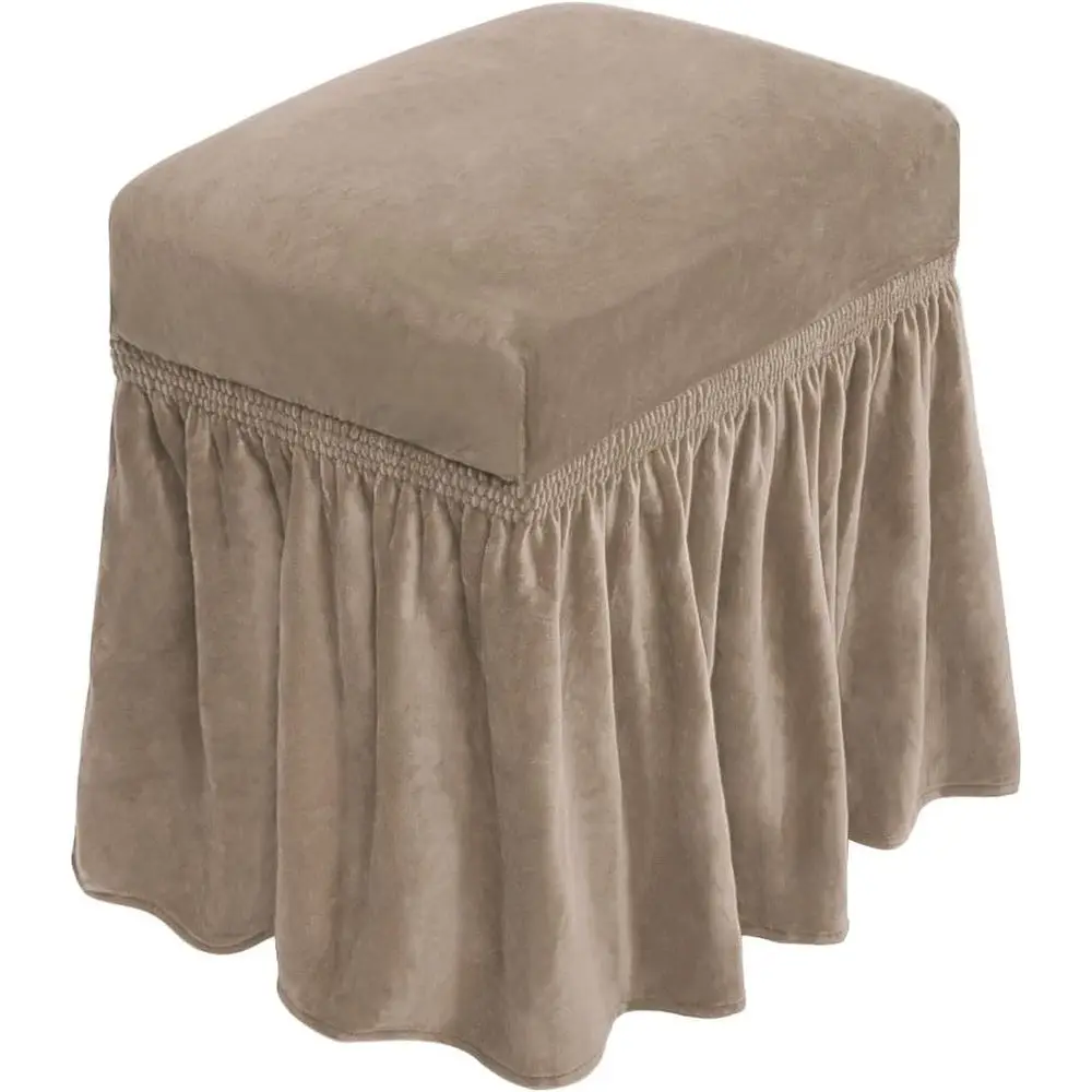 

Stretchable Vanity Bench Cover with Removable Skirt, Washable Seat Cushion for Living Room, Bedroom, or Kitchen
