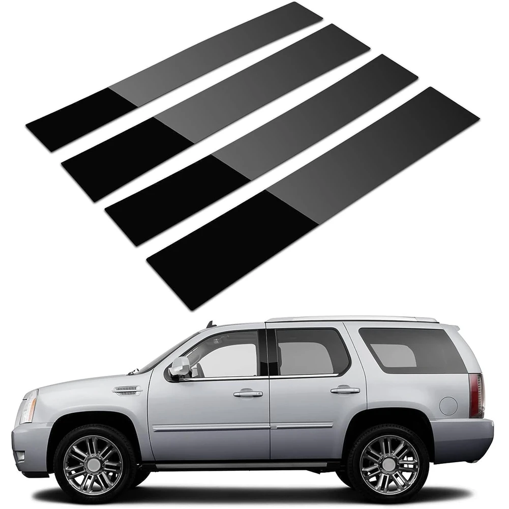 Car Pillar Posts Door Window Trim Moldings Anti Scratch Sticker for Cadillac Escalade 2007-2014 Accessories Glossy Black