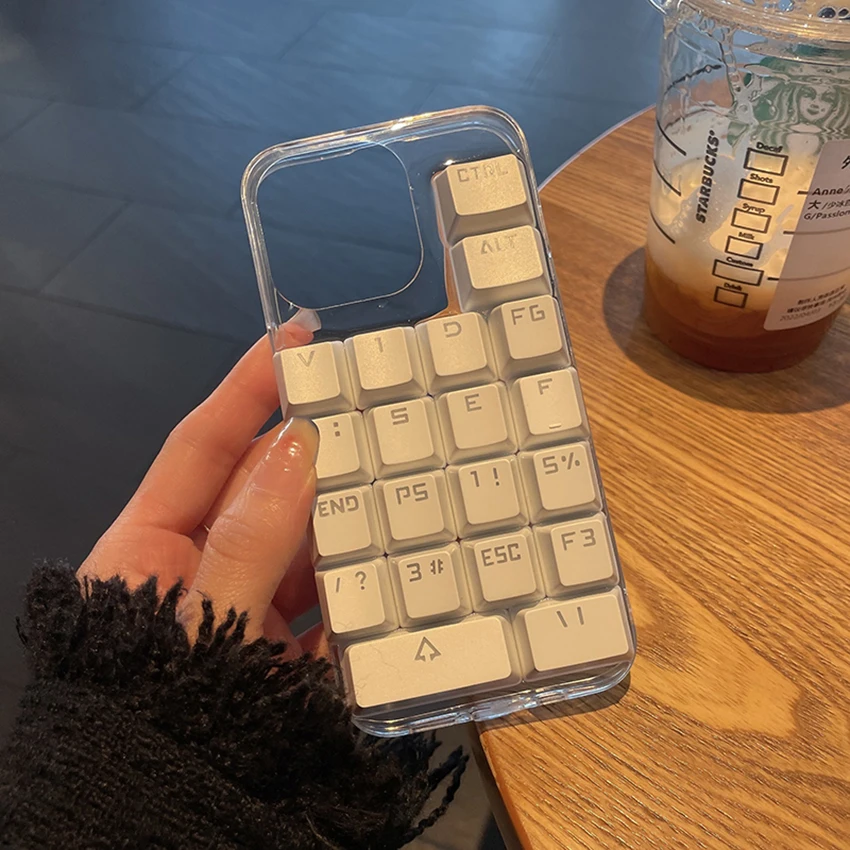 Custodia per telefono con tastiera creativa per Iphone 16 15 14 13 12 11 Pro Max Plus 16Pro Custodia per telefono divertente Cover rigida Stereoscopica 14Pro Shell