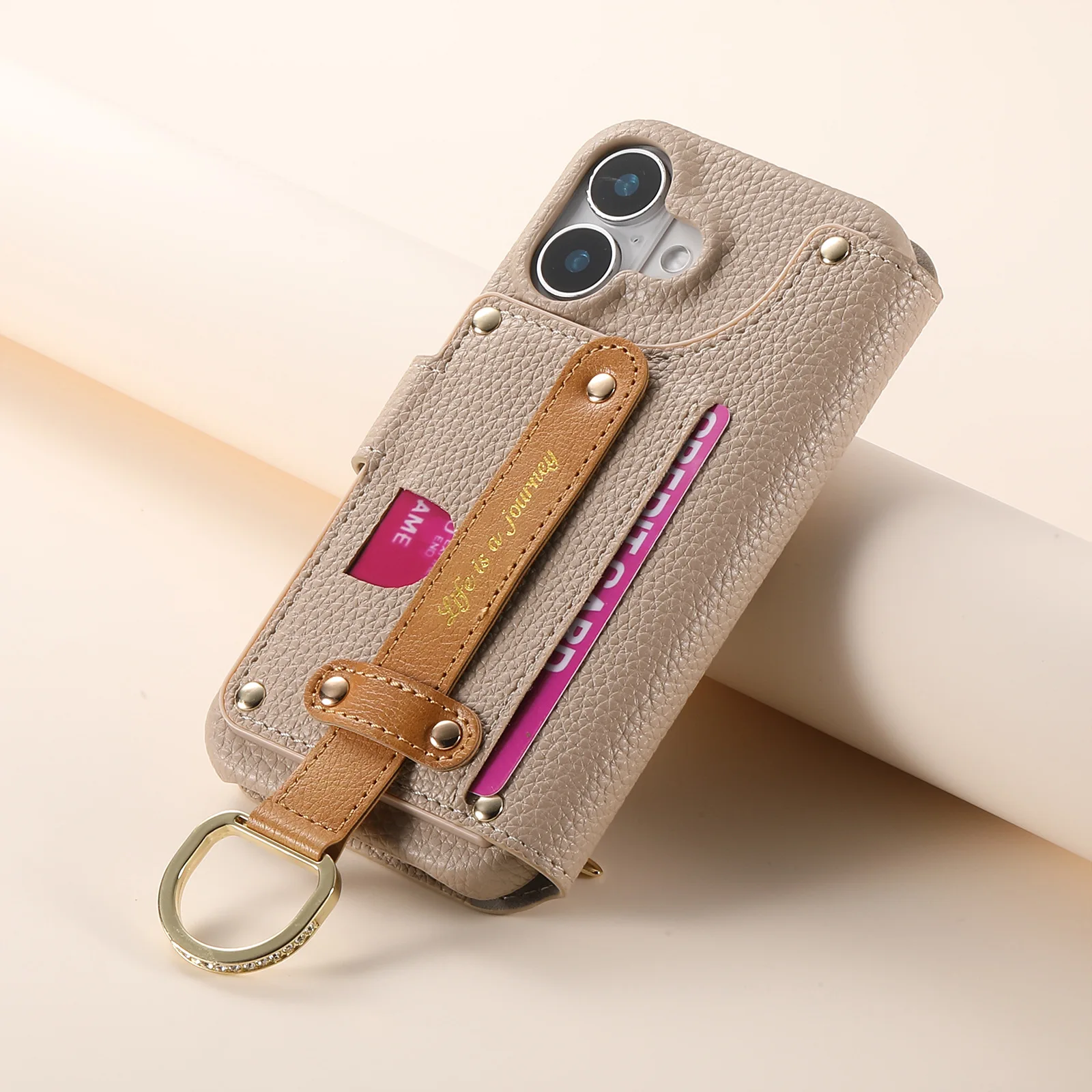 

Wallet Flip Case for iPhone 16 15 Pro Max 14 Plus 13 12 11 16Pro 14Pro 13Pro 15Pro Leather Strap Card Slots Zipper Cover LSW-02