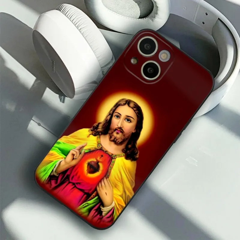 For IPhone Divine Mercy Jesus Cross Phone Case FOR IPhone 15 14 11 12 Pro 8 7 Plus X 13 Pro MAX XR XS MINI SE 2020 Black Covers