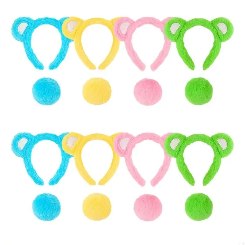 

B95F Little Bear Ears Headband with Bear Tail Halloween Fancy Dress Party Supplies