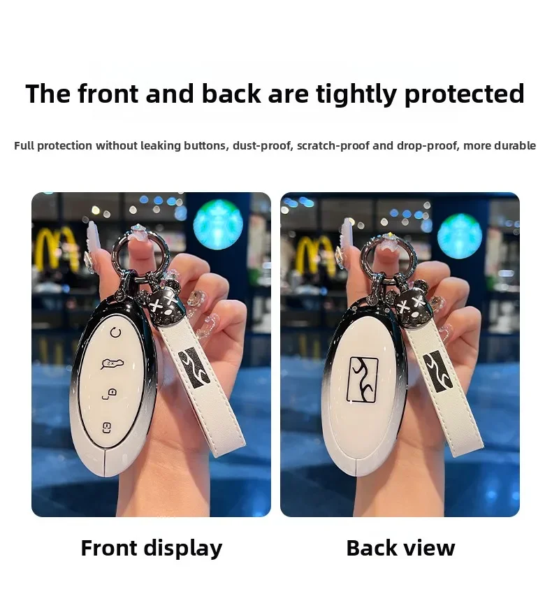For High-End Modification BYD U8/U9 Key Protective Cover Metal Buckle Interior Decoration Shell Bag Accessory for Car Keys