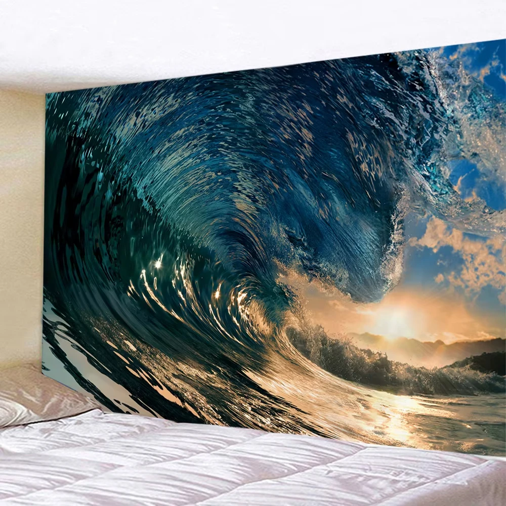 Nature Landscape Tapestry Hippie Wall Hanging Vintage River Sea Aesthetic Room Decor Background Cloth For Living Charm Tapestry