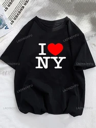 I Love NY New York Graphic T-shirt Women Girl Y2K Harajuku Fashion Pink Red New Cotton Tops Female Funny All-Match Clothes Gift