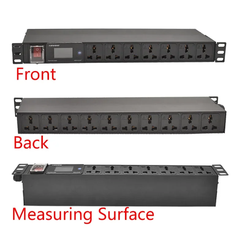 PDU Cabinet Sockets Power Strip with Digital Volt Watt Kwh temperature meter switch Double sided 17 Ways Universal Socket