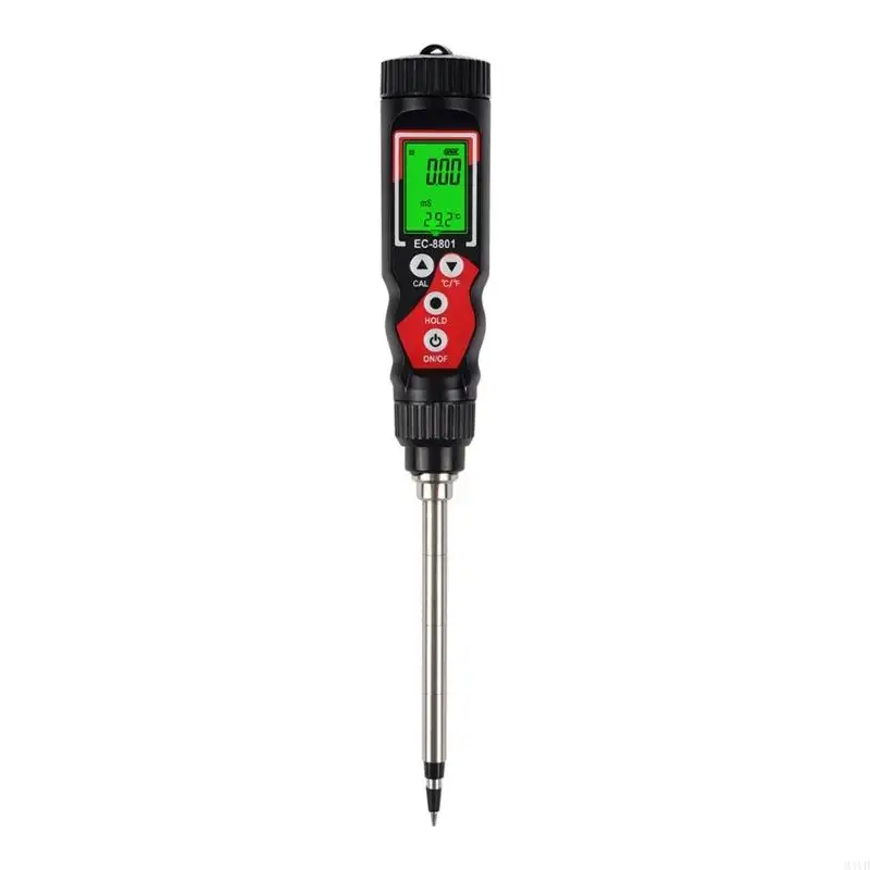 Soil Conductivity Tester with Temperature Reading Digital Screen Handheld Meter for Garden Soil Monitoring Indoor Growing M4YD
