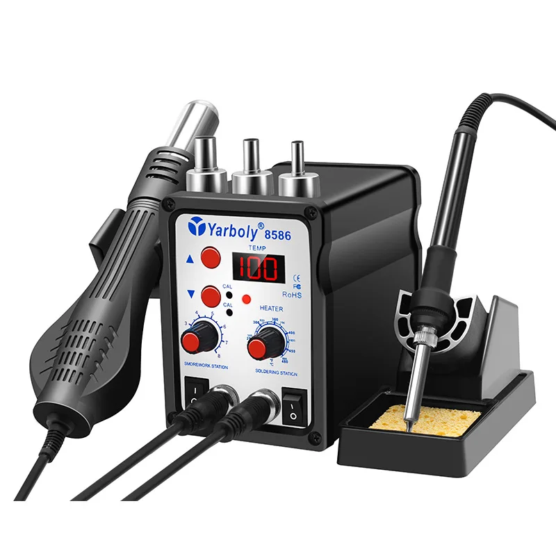 

2 in 1 Hot Air Gun Repair Station 8586 Digital Display Adjustable Temperature Hot Air Desoldering Station