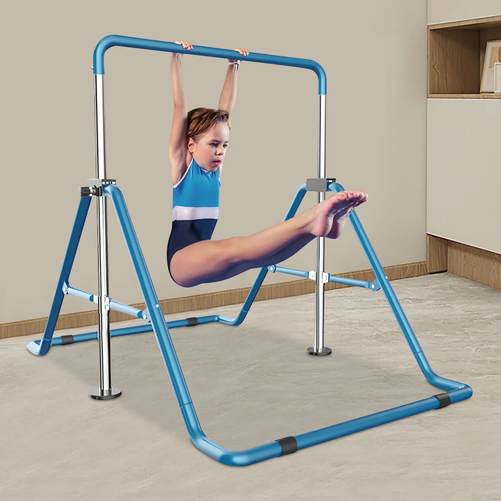 Kids Training Horizontal Gymnasium Children Blue Training Bar Adjustable Home Play Bars Indoor High Pole