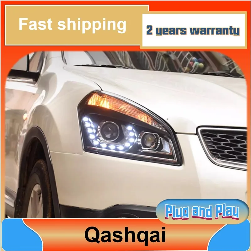 Car Styling for Nissan Qashqai Headlights 2007-2016 Qashqai Headlight DRL Turn Signal Low High Beam Projector Lens