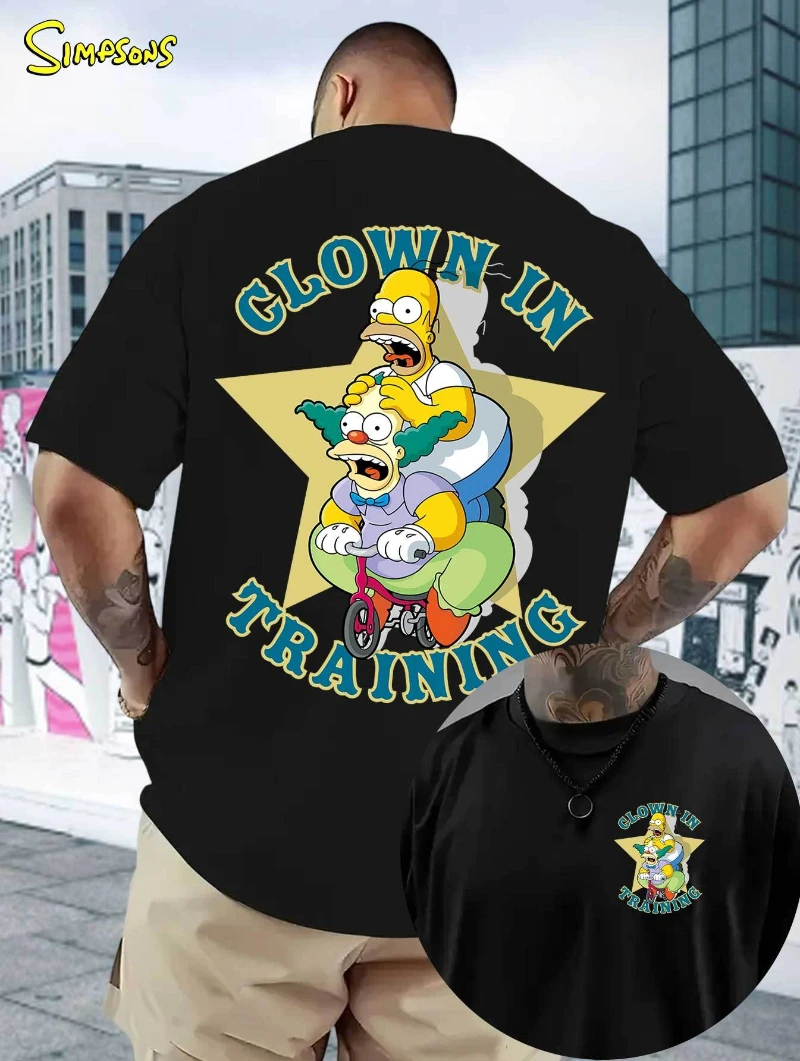 The Simpsons Pattern Casual Short-sleeved T-shirt, Printed with The Funny 