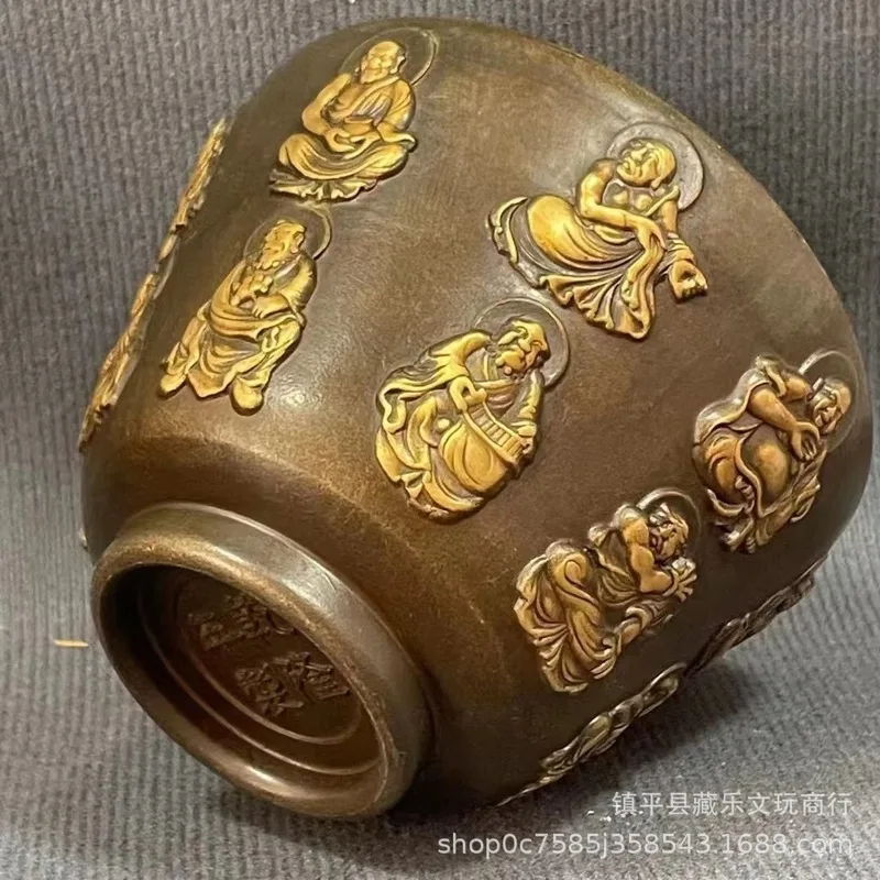 Arhat Buddha Bowl, Bronze , Ten Thousand Buddhas , Buddhist Temple Offering Cup, Treasure Basin, Peaceful Tabletop