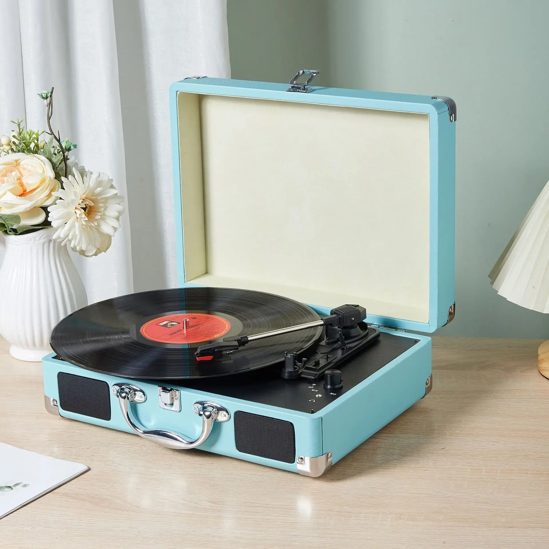 Fonógrafo de vinilo profundo, tocadiscos de regalo, fonógrafo retro