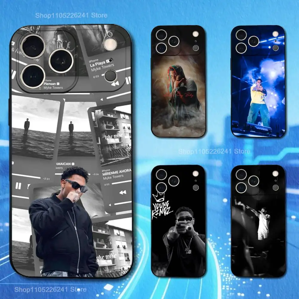 حافظة هاتف رائعة من Singer M-Myke T-Towers لهاتف iPhone 17,16,15,14,13,12,11,Plus,Pro Max,XS,X,XR,SE,Mini,8,7,Soft Silicone Black #1