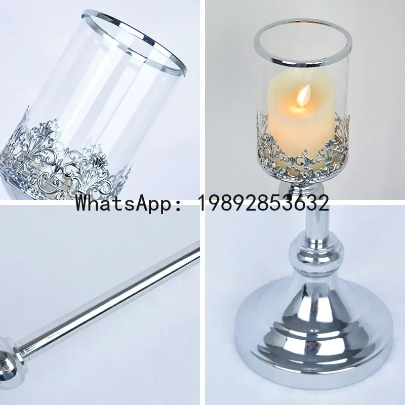 

x-14 Metal Wrought Iron Candle Holder Wedding Decoration Supplies Silver Candle Cup Ornaments