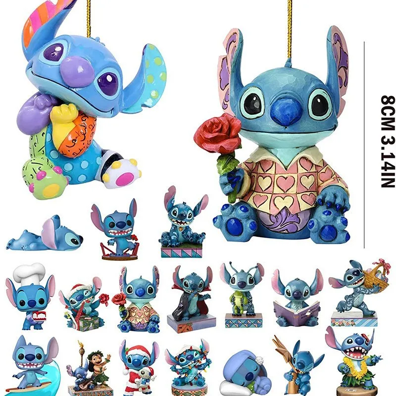 Colgante de placa acrílica navideña, figura de acción de Lilo & Stitch, decoración de árbol de Navidad, adornos colgantes, muñeca, decoración de fiesta, juguete