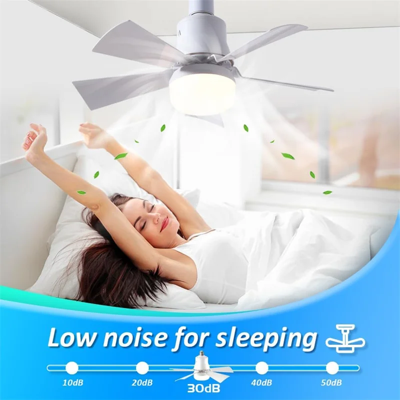 LED Ceiling Fan With Light E27 Socket Remote Control Dimmable 30W Modern Smart Wireless Fans Lighting For Bedroom Garage Kitchen